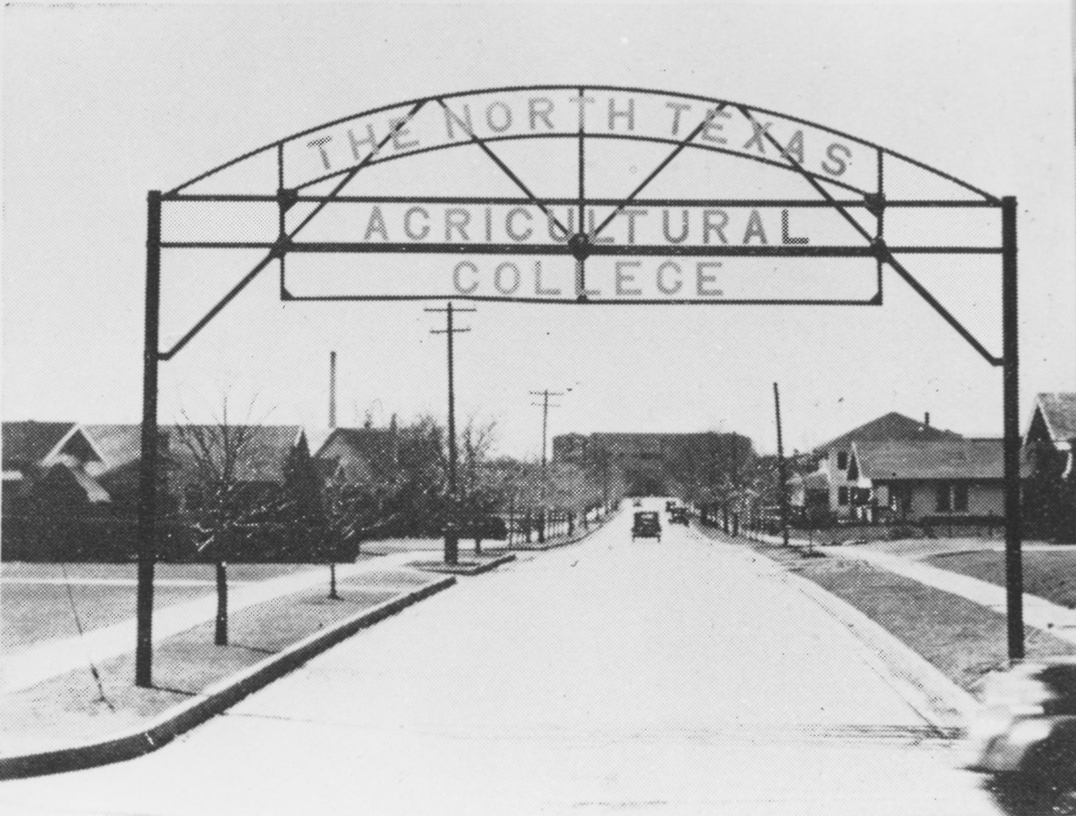 Entrance sign to North Texas Agricultural College