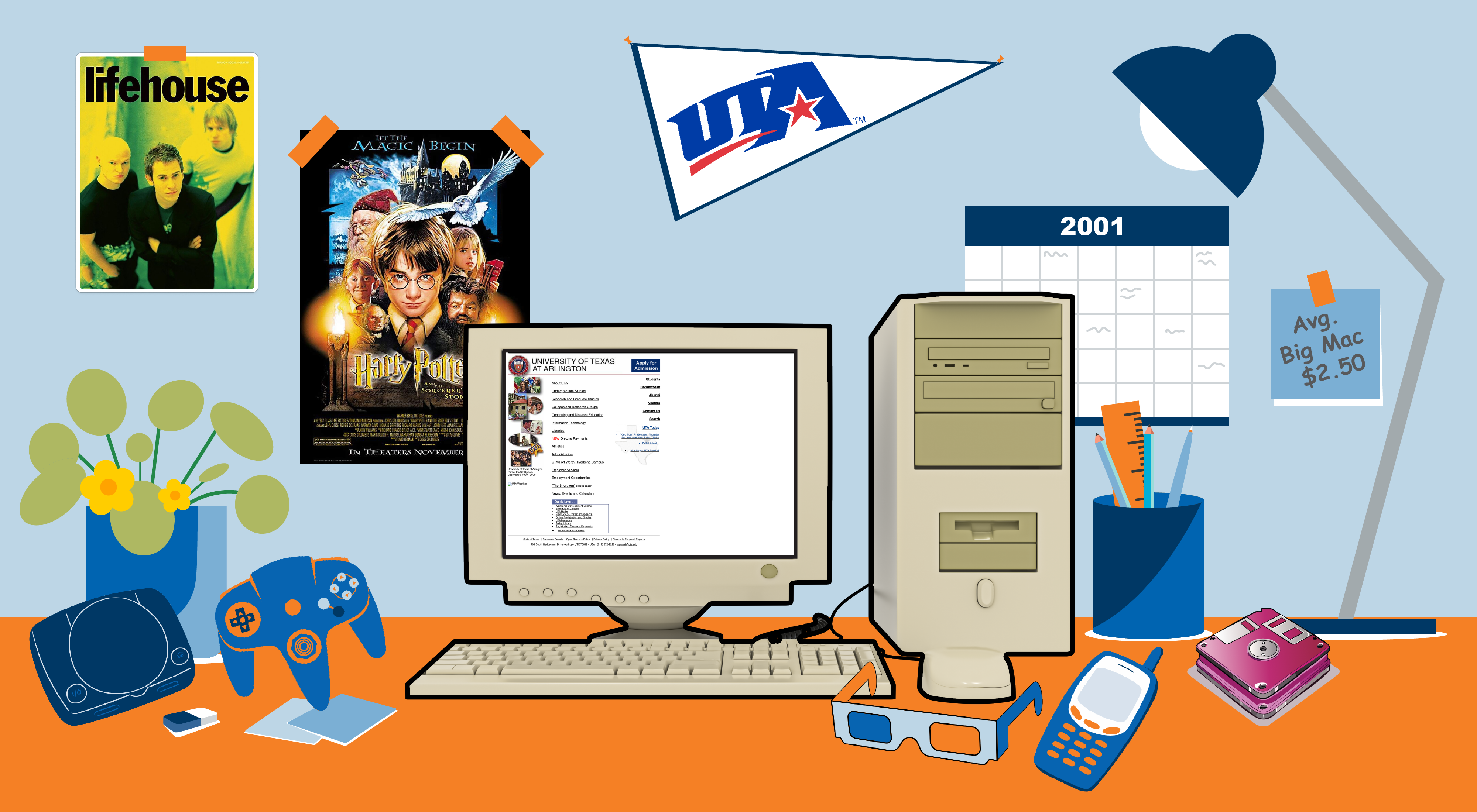 Illustrated desk in 2001